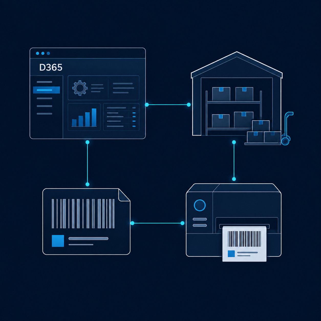 D365 warehouse label printing workflow integration with Print Envoy